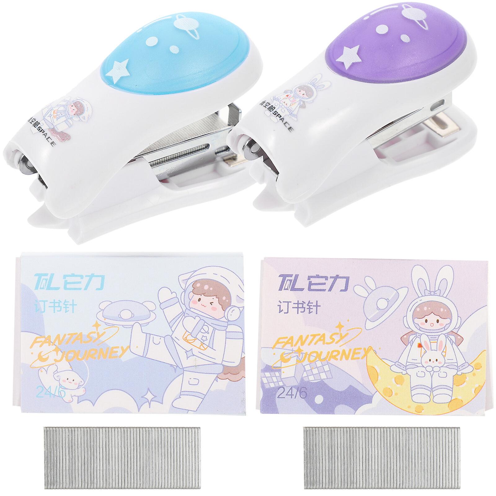 2 Sets Of Handheld Stapler Cartoon Stapler Astronaut Themed Stapler Small Hand Stapler Students Stapler