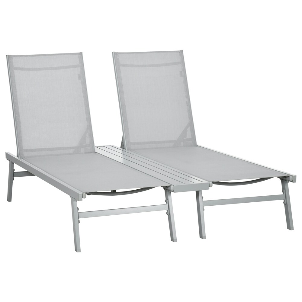 Chaise Lounge Pool Chairs Set of 2 with Five Position Reclining Back