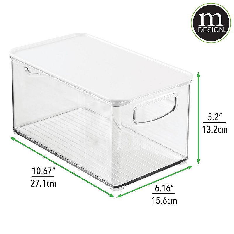 mDesign Plastic Kitchen Food Storage Bin with Handles， Lid， 4 Pack