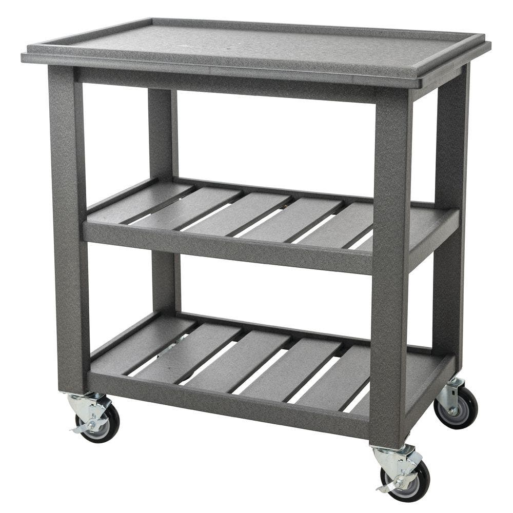 Central Exclusive Recycled Composite Dark Grey Indoor/Outdoor 3-Shelf Cart - 33 1/2