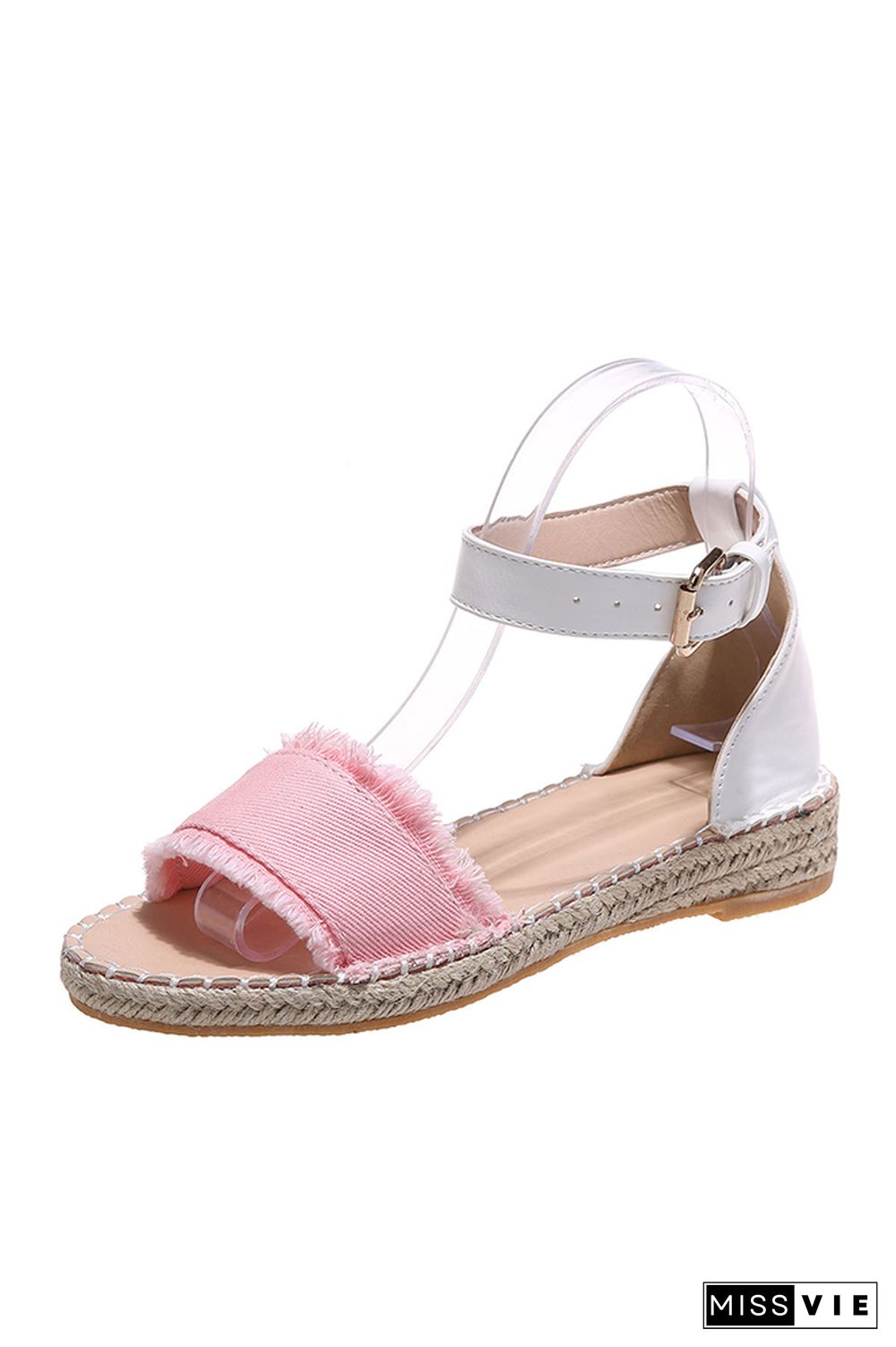 Open Toe One Band Color Block Flat Sandals