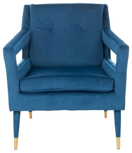 Sari Tufted Arm Chair Navy   Midcentury   Armchairs And Accent Chairs   by V.S.D Furniture  Houzz