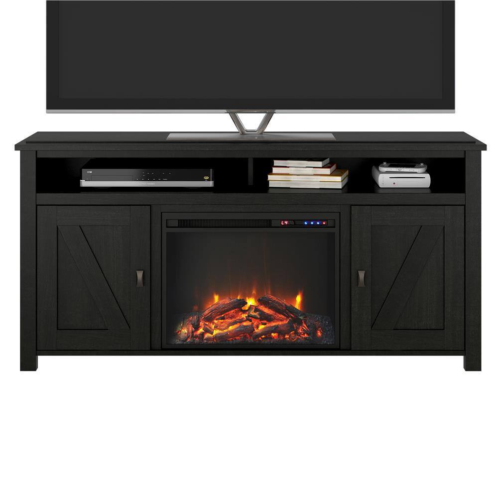 Ameriwood Home Brownwood 59.63 in. Electric Fireplace TV Stand in Black Oak HD12861