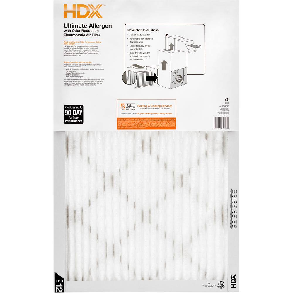 HDX 20 in. x 30 in. x 1 in. Elite Allergen Pleated Air Filter FPR 12 61201.012030