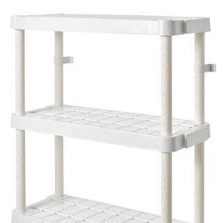 GRACIOUS LIVING Medium Duty Plastic 14 x 32 x 54.5 in. 4 Tier Ventilated Shelving Units White (2 Pack) 2 x GL91072MAXIT-1C