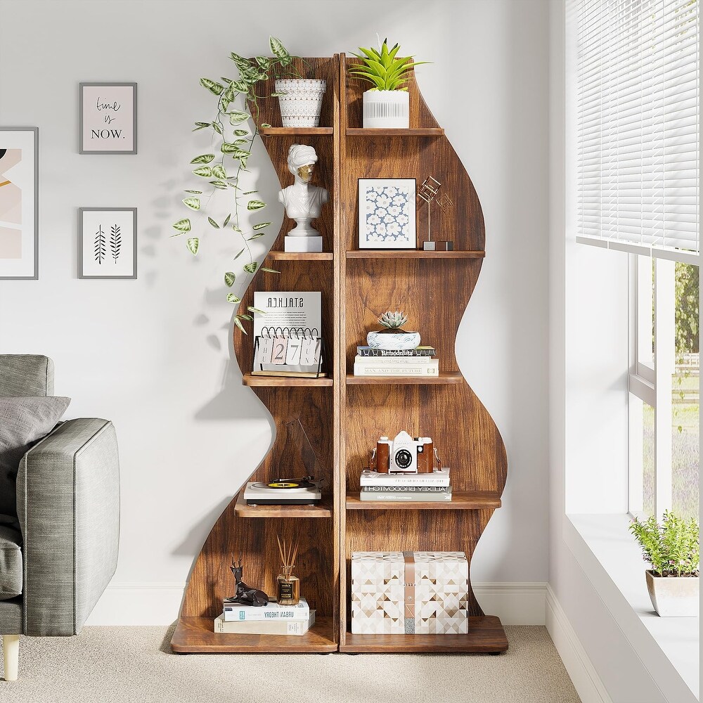 Corner Shelf Bookcase Bookshelf with Unique Shape for Living Room  Home Office