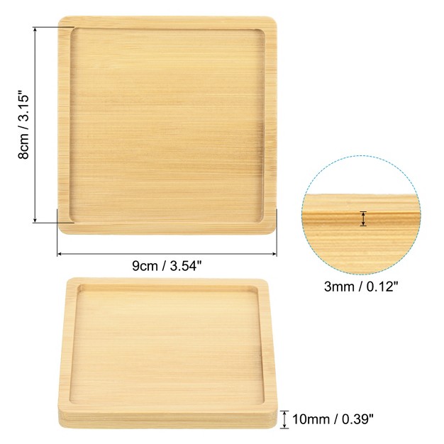 Unique Bargains Indoor And Outdoor Square Bamboo Planter Saucer Drip Tray Plant Drainage Trays 2 Pcs