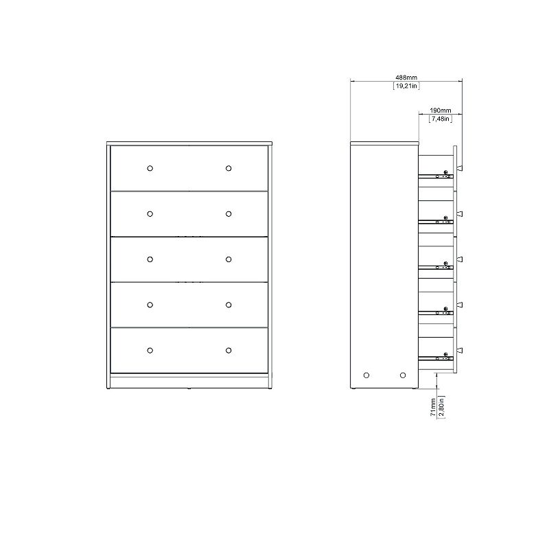 Tvilum Portland 5-Drawer Dresser