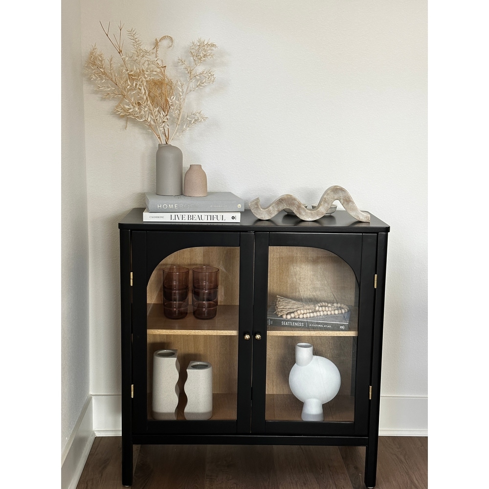 Nathan James Mason Sideboard Buffet with Glass Doors and Adjustable Shelves