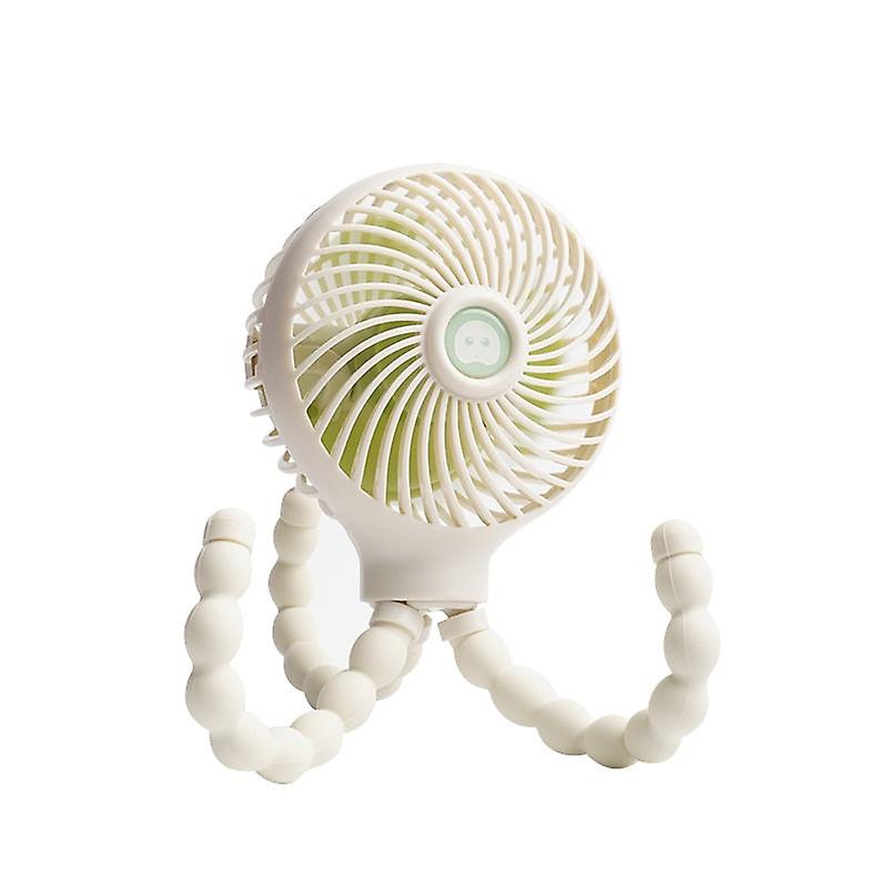 Mini Handheld Baby Stroller Fan Rechargeable Octopus Cooling Stand Fan (White)