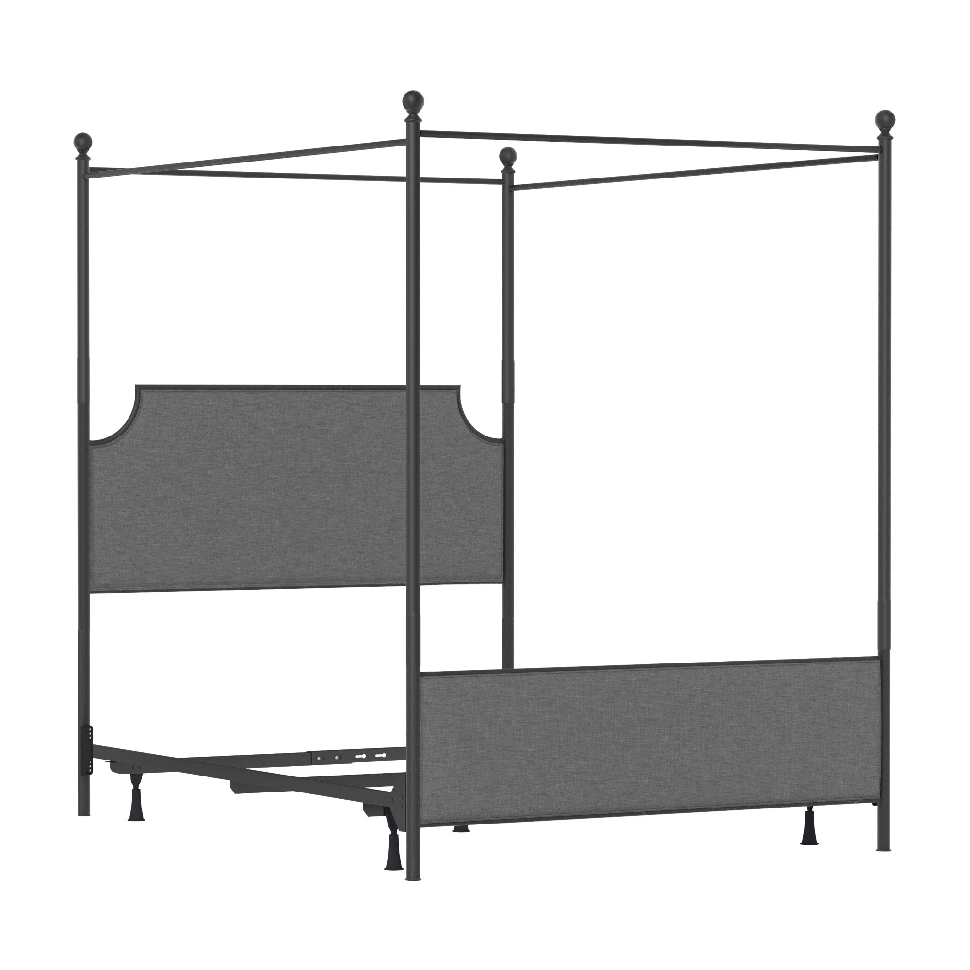 Hillsdale Furniture McArthur Metal Upholstered Canopy Queen Bed, Black Matte with Gray