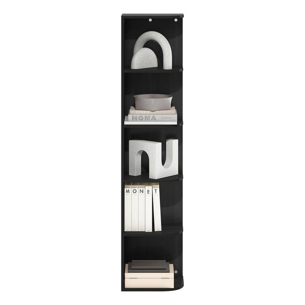 Furinno Pasir 51.7 in. High Blackwood 5 Shelf Corner Standard Bookcase 22271BKW