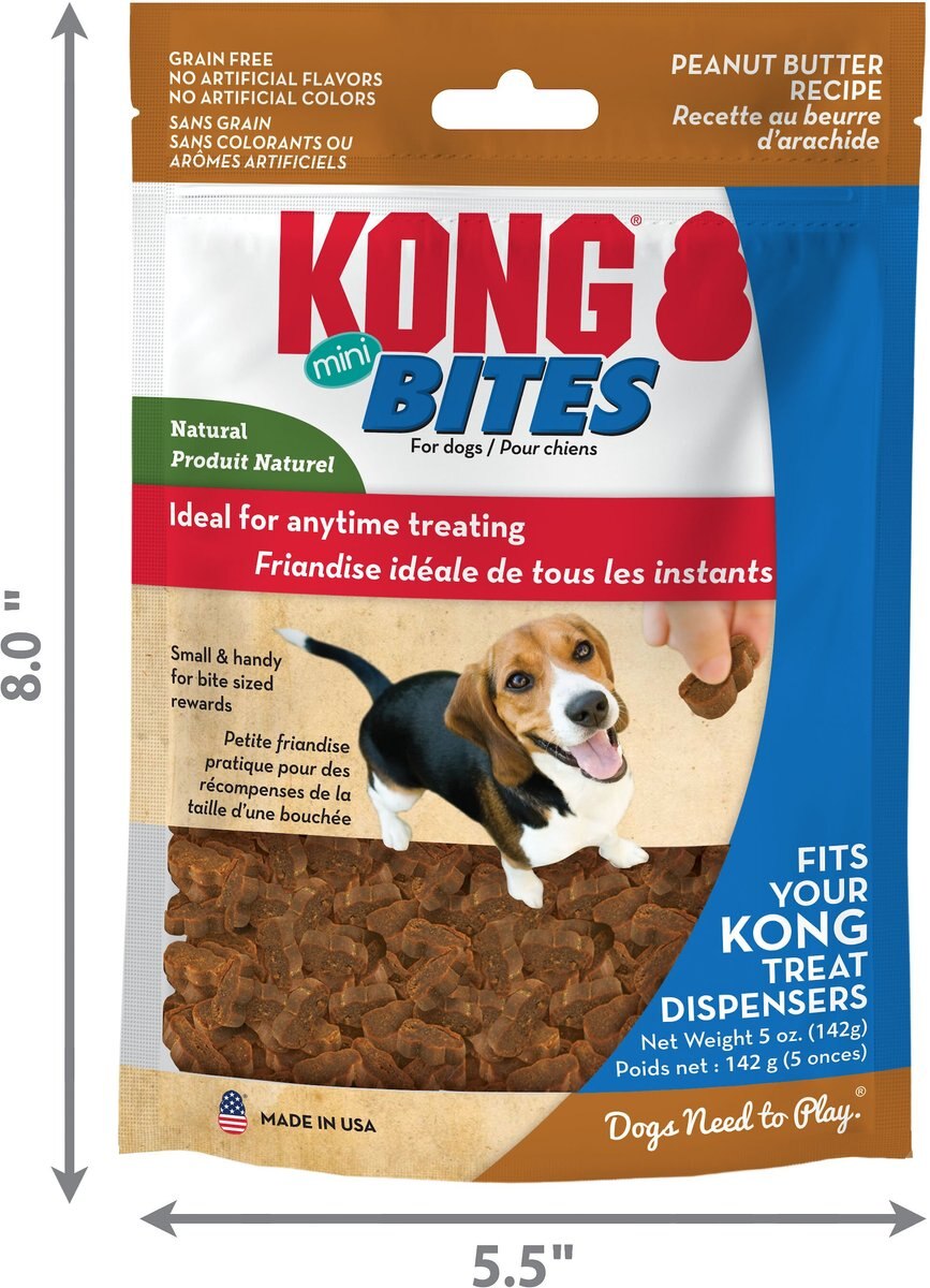 KONG Bites Mini Grain-Free Peanut Butter Dog Treats， 5-oz bag