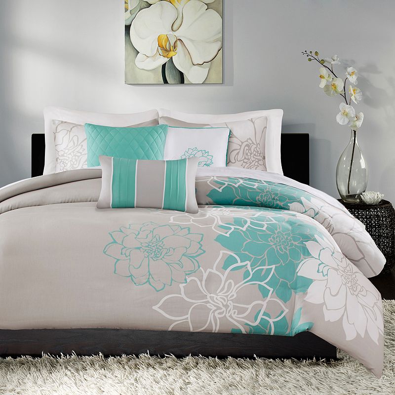 Madison Park Brianna 6-piece Floral Duvet Cover Set with Throw Pillows