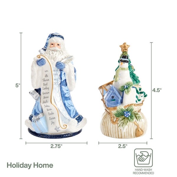 Fitz and Floyd Holiday Home Blue Salt and Pepper Set