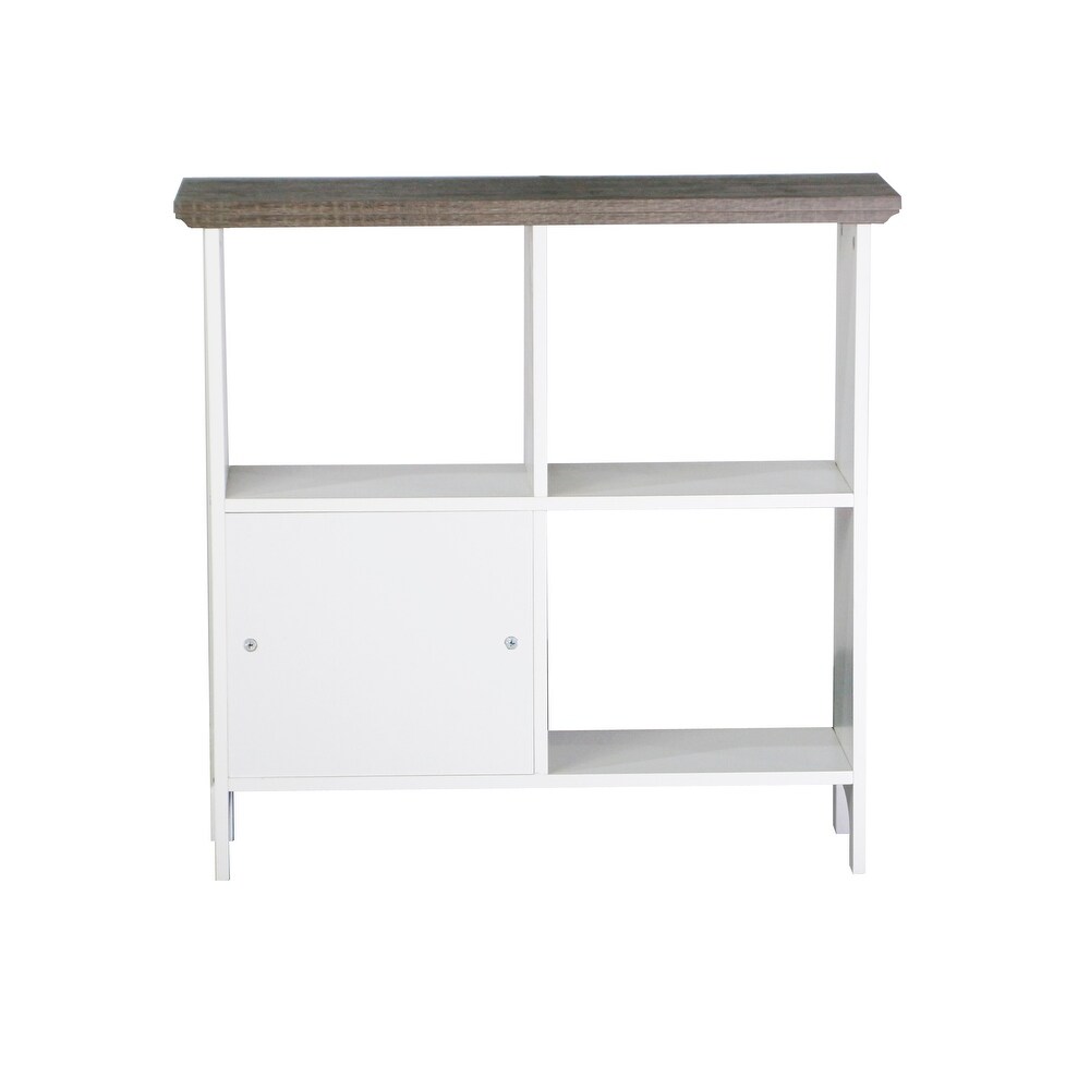 Olivia 4 Cube Bookcase in Grey Oak and White Finish