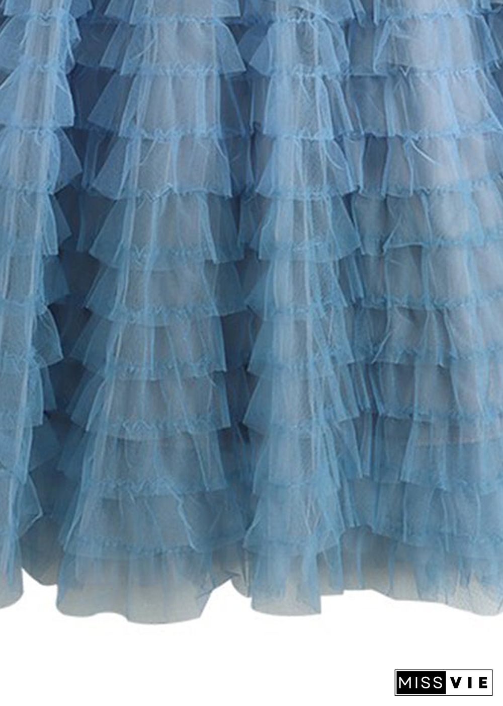 Beautiful Blue High Waist Patchwork Tulle A Line Skirts Summer