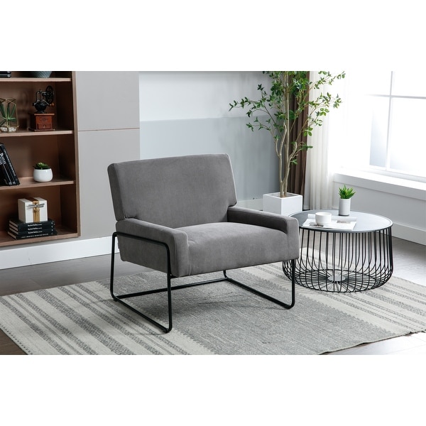 Modern Industrial Slant Armchair with Metal Frame