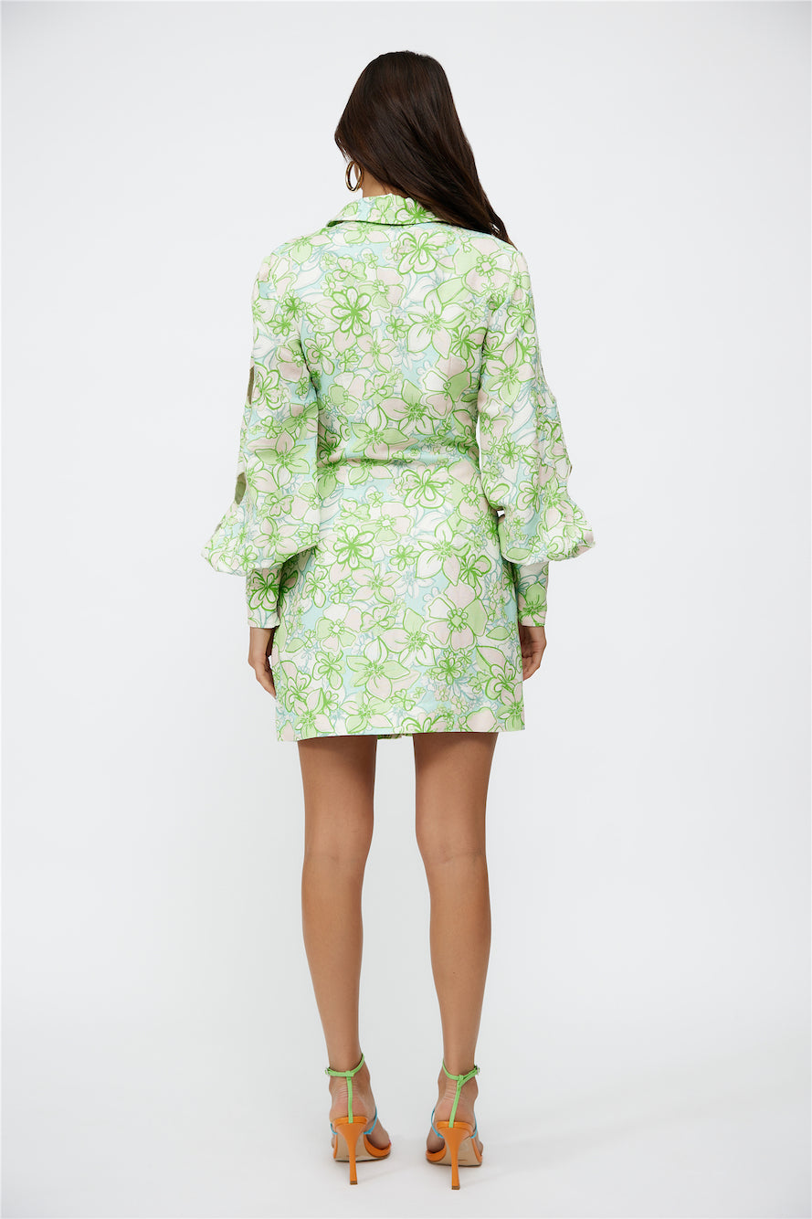 C/MEO Far Away Mini Dress Apple Green Floral