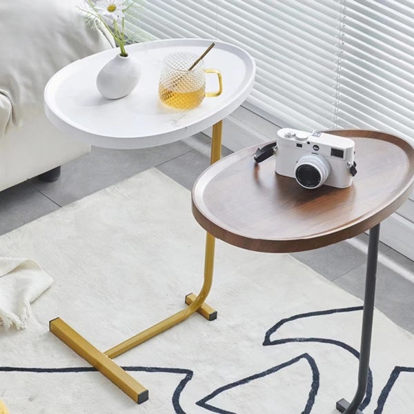 Oval Side Table Small Sofa Table with Metal Material and Steel Material and MDF End Table Living Room Center Table