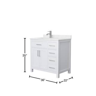 Wyndham Collection Beckett 36 in. W x 22 in. D x 35 in. H Single Sink Bathroom Vanity in White with Carrara Cultured Marble Top WCG242436SWHCCUNSMXX