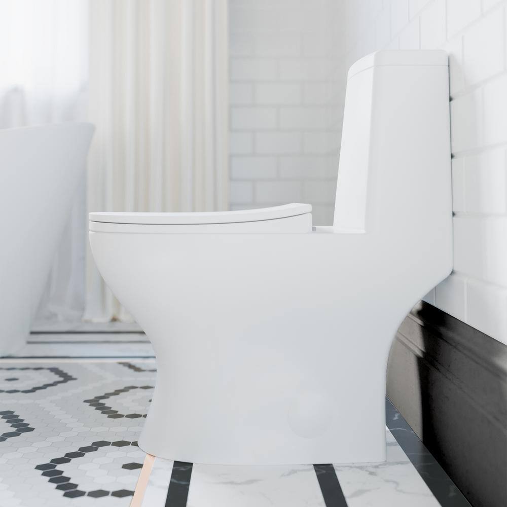 Swiss Madison 1-piece 1.1 GPF Ivy 10 in. Rough-In Dual Flush Elongated Toilet in White Seat Included SM-1T127