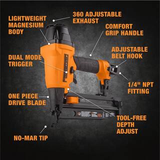 Freeman 2nd Generation Pneumatic 16-Gauge 2-12 in. Straight Finish Nailer with Metal Belt Hook and 14 in. NPT Air Connector G2FN64