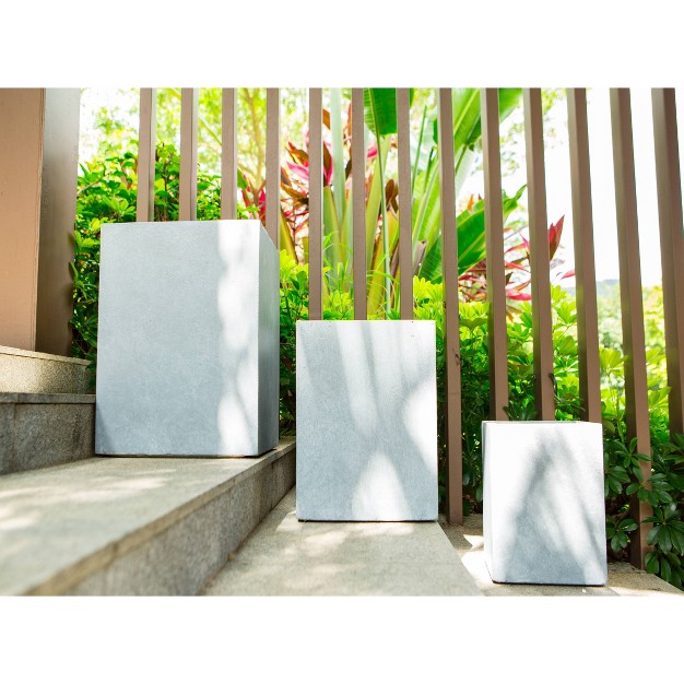 Set Of 3 Kante Lightweight Modern Square Outdoor Planters Slate Gray Rosemead Home amp Garden Inc