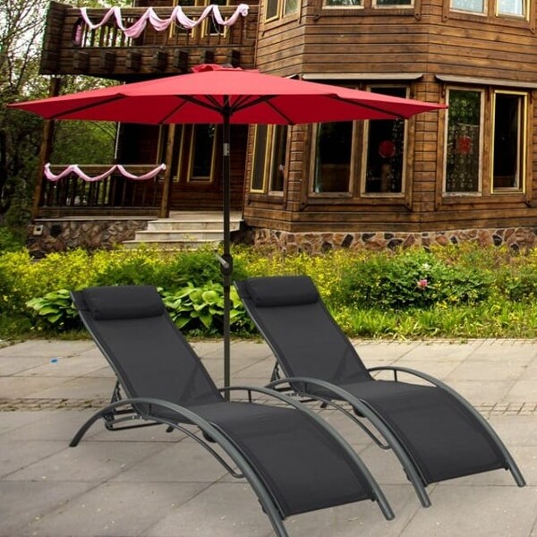 2-Piece Aluminum Outdoor Chaise Lounge