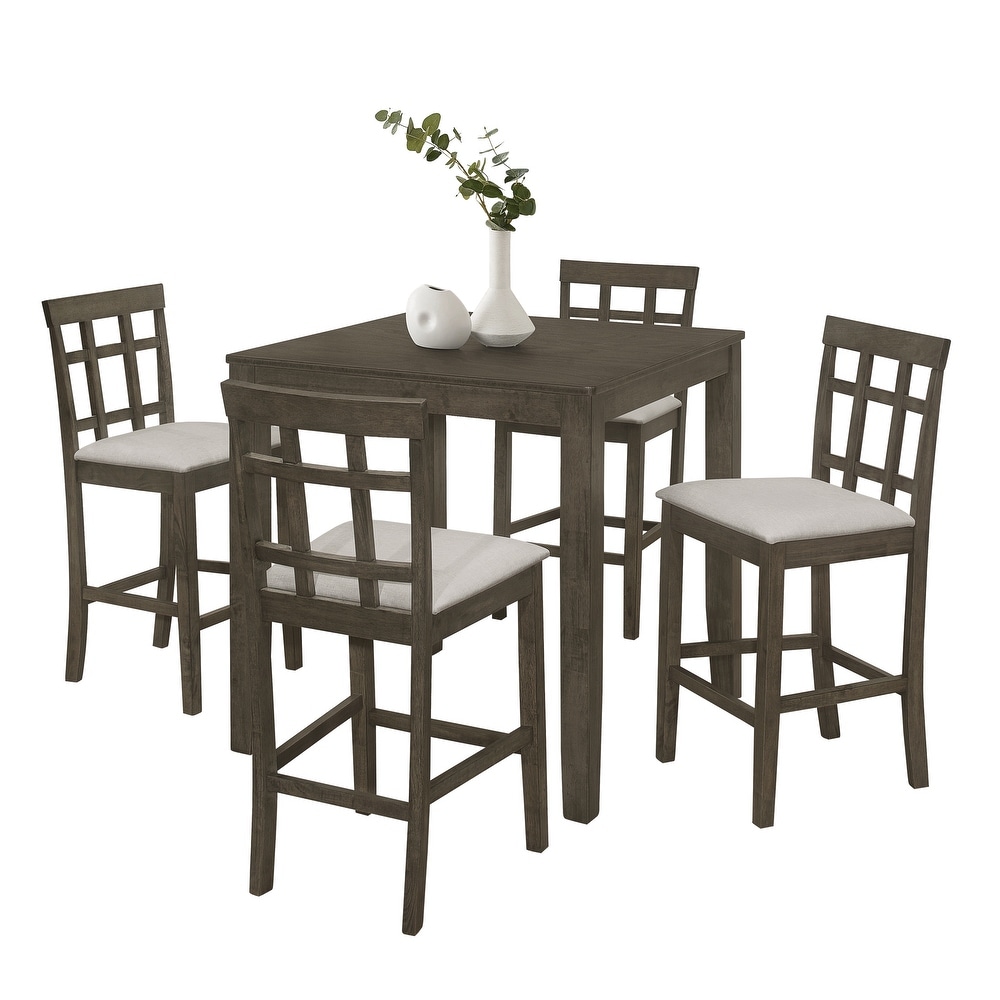 CraftPorch Simple Rustic Square 5 piece Counter Height Dining Set