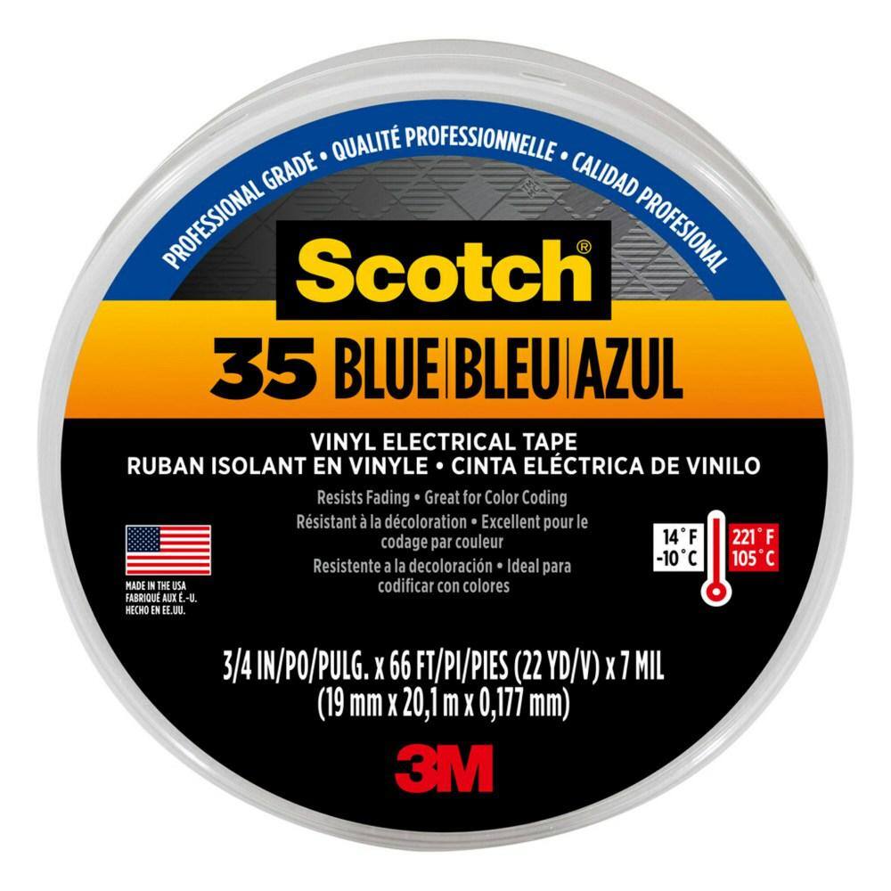 Scotch 34 in. x 66 ft. x 0.007 in. #35 Electrical Tape Blue 10836-DL-10