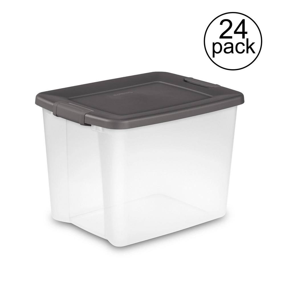 Sterilite 50 Qt. Storage Clear Base Stackable Latching Shelf Tote (24-Pack) 24 x 19373V06