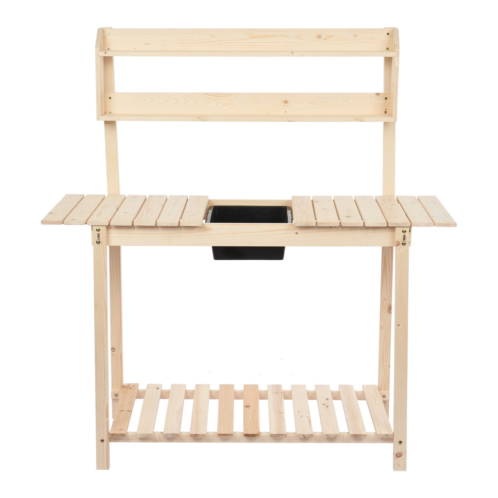 MIARHB Outdoor Garden Potted Workbench With Sliding Table Top And Natural Storage Shelf