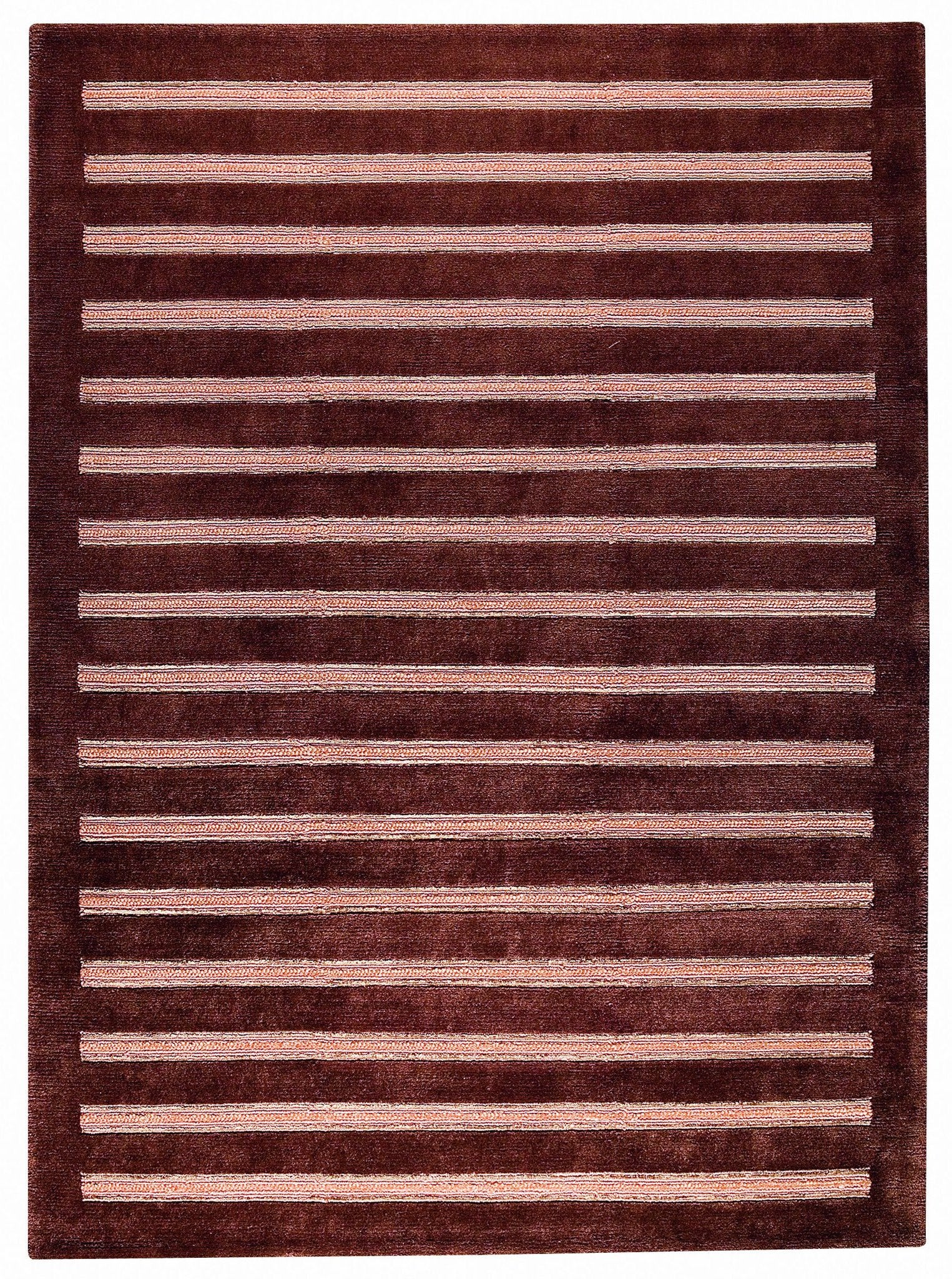 Chicago Collection Wool and Viscose Area Rug in Brown