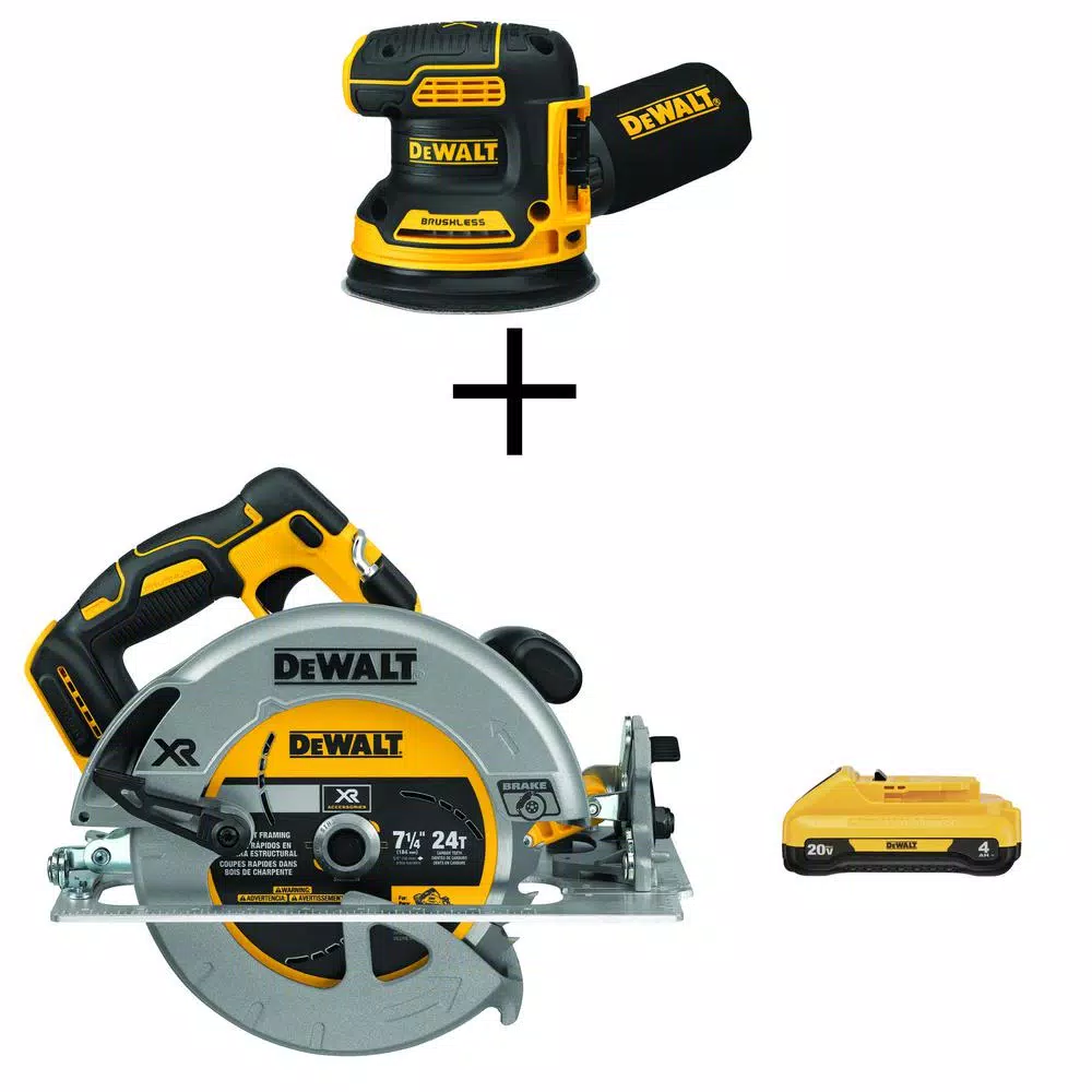 DEWALT 20-Volt MAX XR Cordless Brushless 5 in. Random Orbital Sander with 7-1/4 in. Circular Saw and (1) 20-Volt Battery 4.0Ah and#8211; XDC Depot