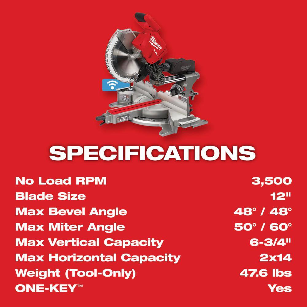 MW M18 FUEL 18V Lithium-Ion Brushless Cordless 12 in. Dual Bevel Sliding Compound Miter Saw (Tool-Only) 2739-20