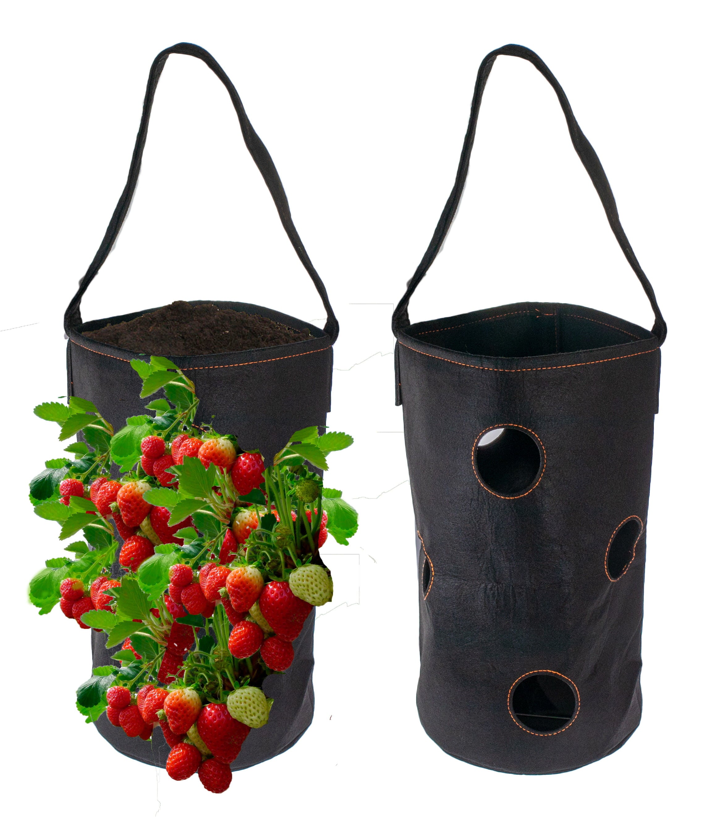 Vertical Garden Hanging Planter 7 Hole Bag for Strawberry & Bare Root Plants Felt Material - Organic Watering System - As Seen On TV -