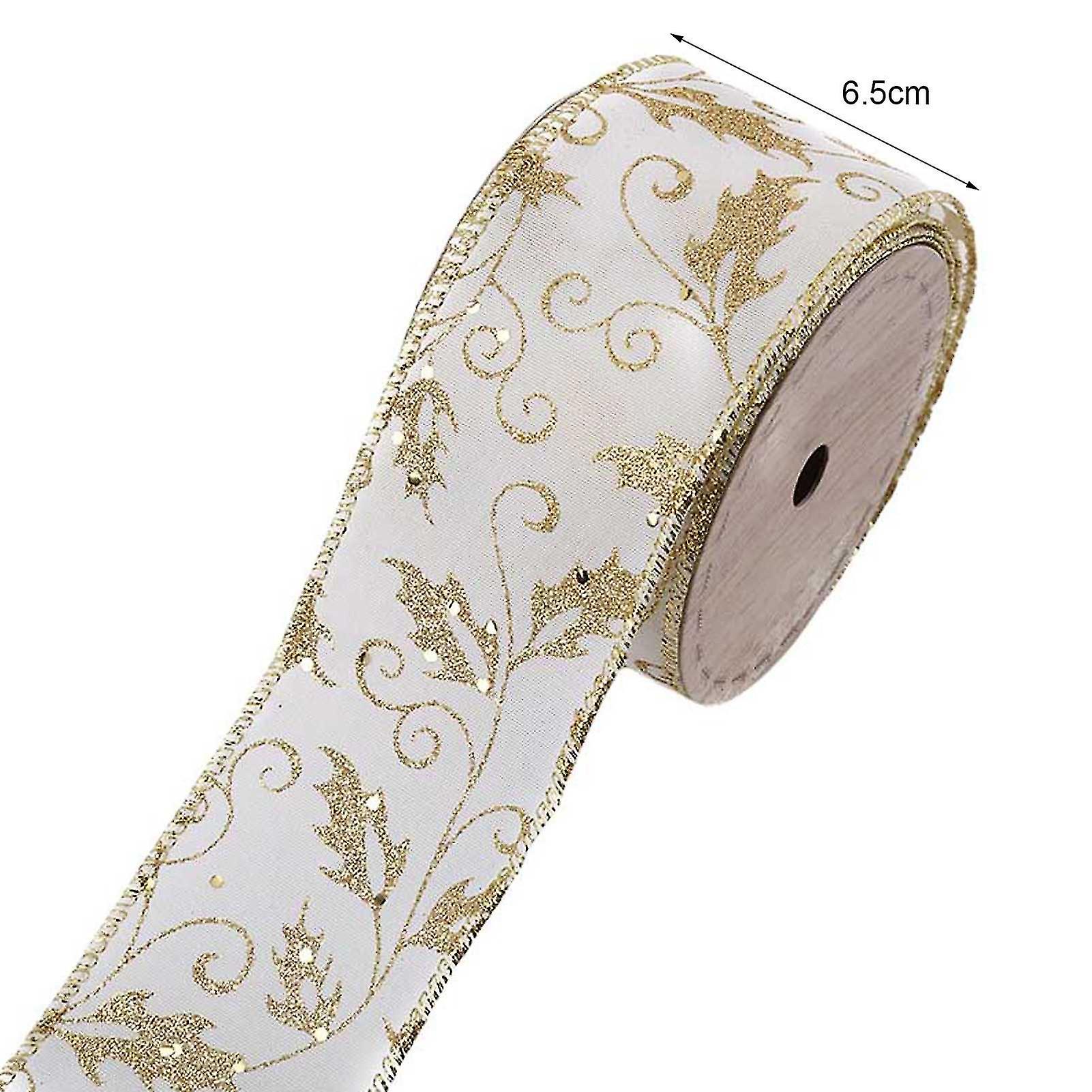 1 Roll Lightweight Ribbon Comfortable Polyester Decorative Christmas Diy Glitter Ribbon For Home