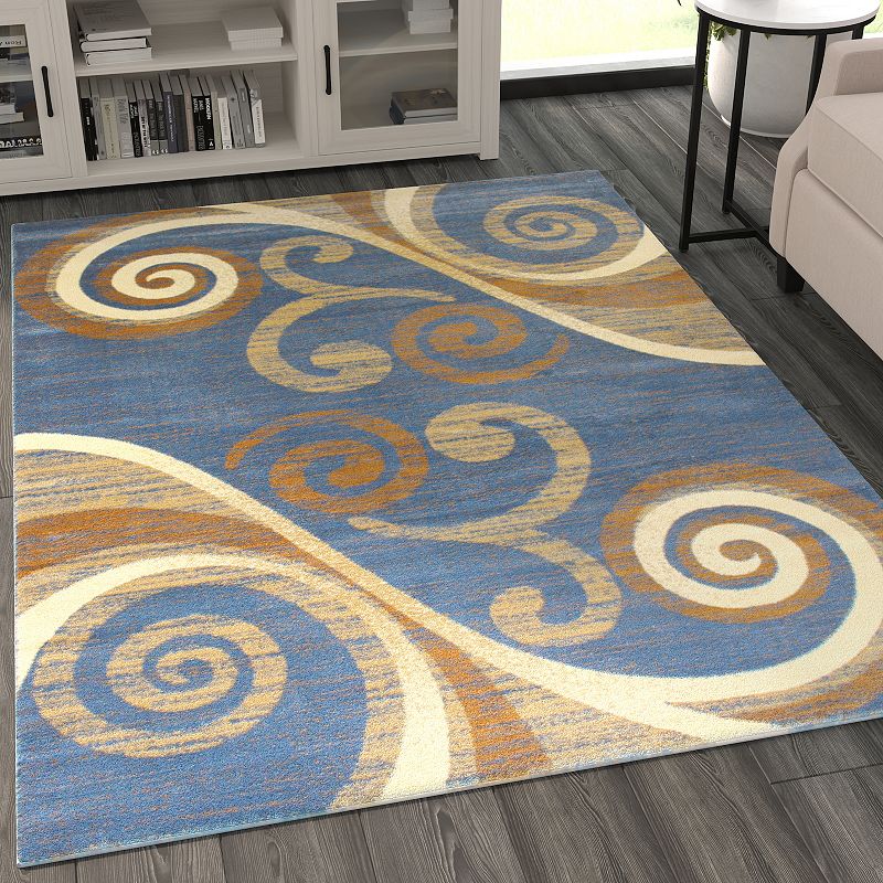 Masada Rugs Masada Rugs Stephanie Collection 5'x7' Area Rug with Modern Contemporary Design in Blue， Beige and Brown - Design 1100