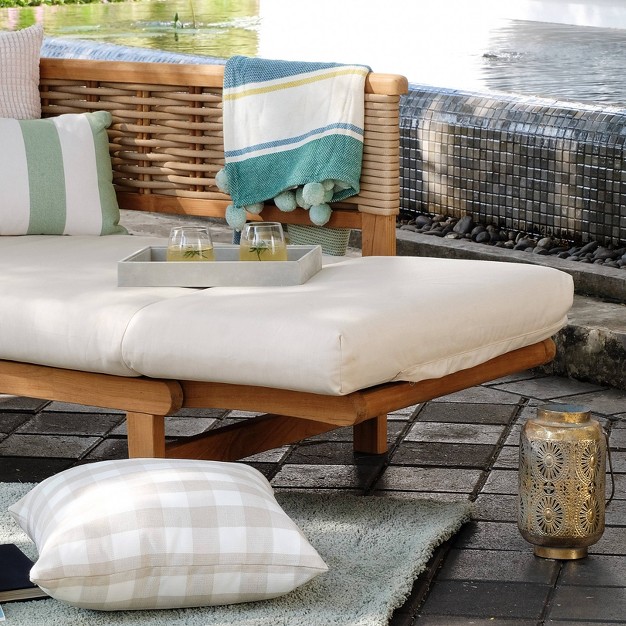 Cambridge Casual Auburn Teak amp Wicker Outdoor Patio Daybed With Cushion Brown beige