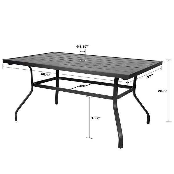 Outdoor Rectangle Powdercoated Iron Dining Table with 1.57'' Umbrella Hole