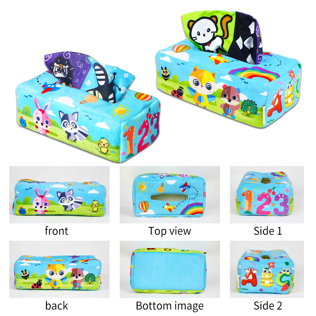 vocheer Baby Tissue Box Toy， Magic Crinkle Paper High Contrast Tissue Sensory Toys， Owl