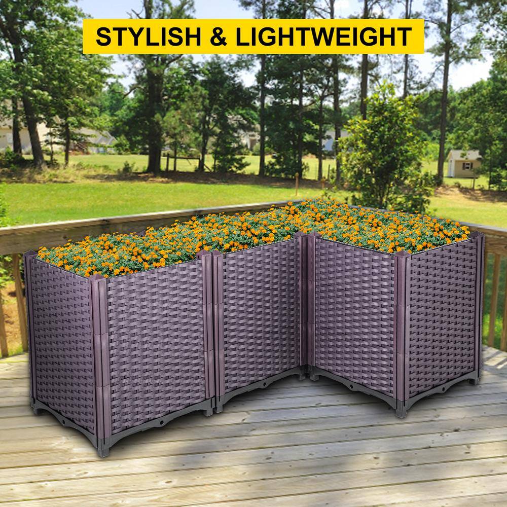 VEVOR Plastic Raised Garden Bed 20.5 in. H Flower Box Kit Raised Planter Set of 4 Raised Planter Boxes for Outdoor ZFXSLG52CMHVFYR1LV0