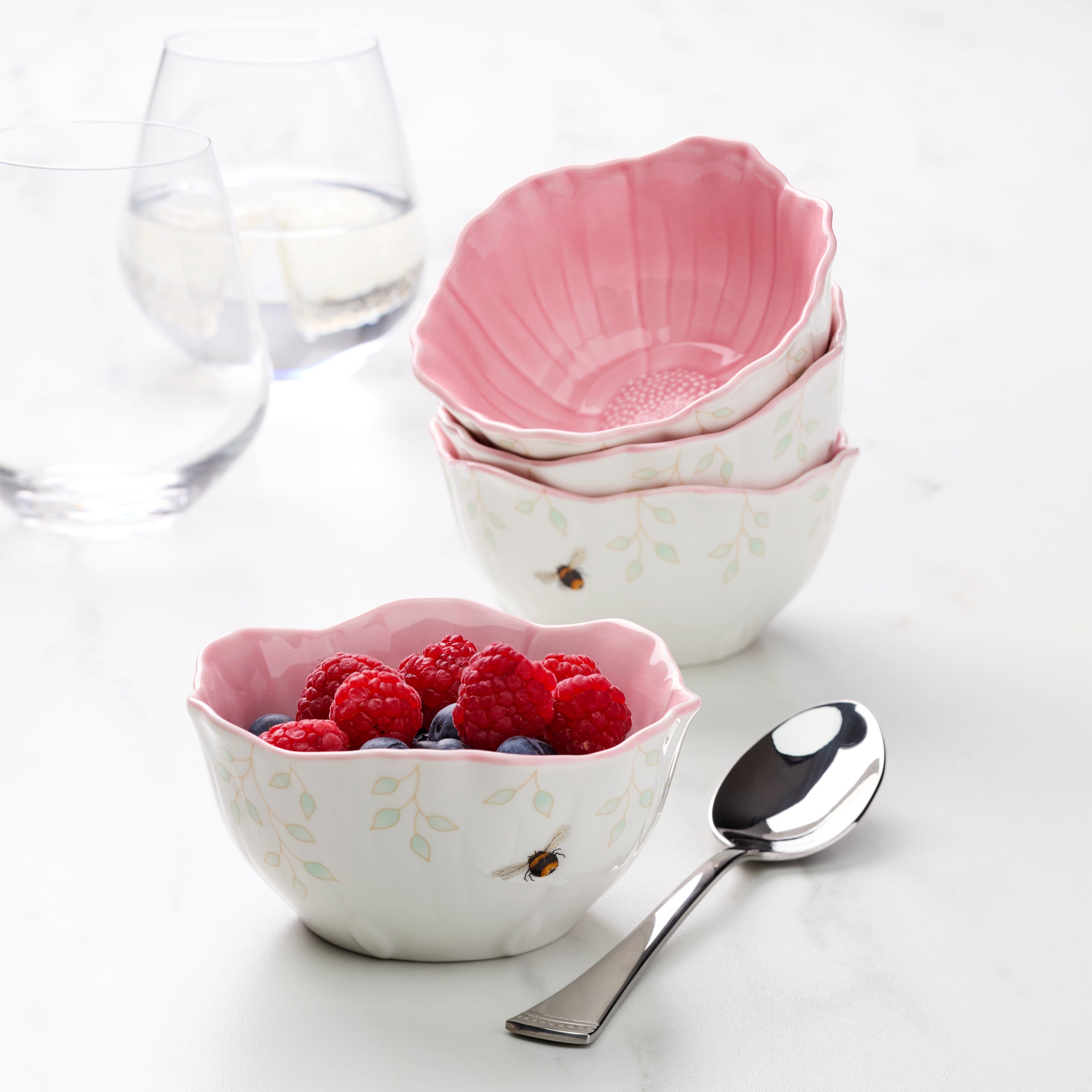 Butterfly Meadow Floral Dessert Bowls, Set of 4