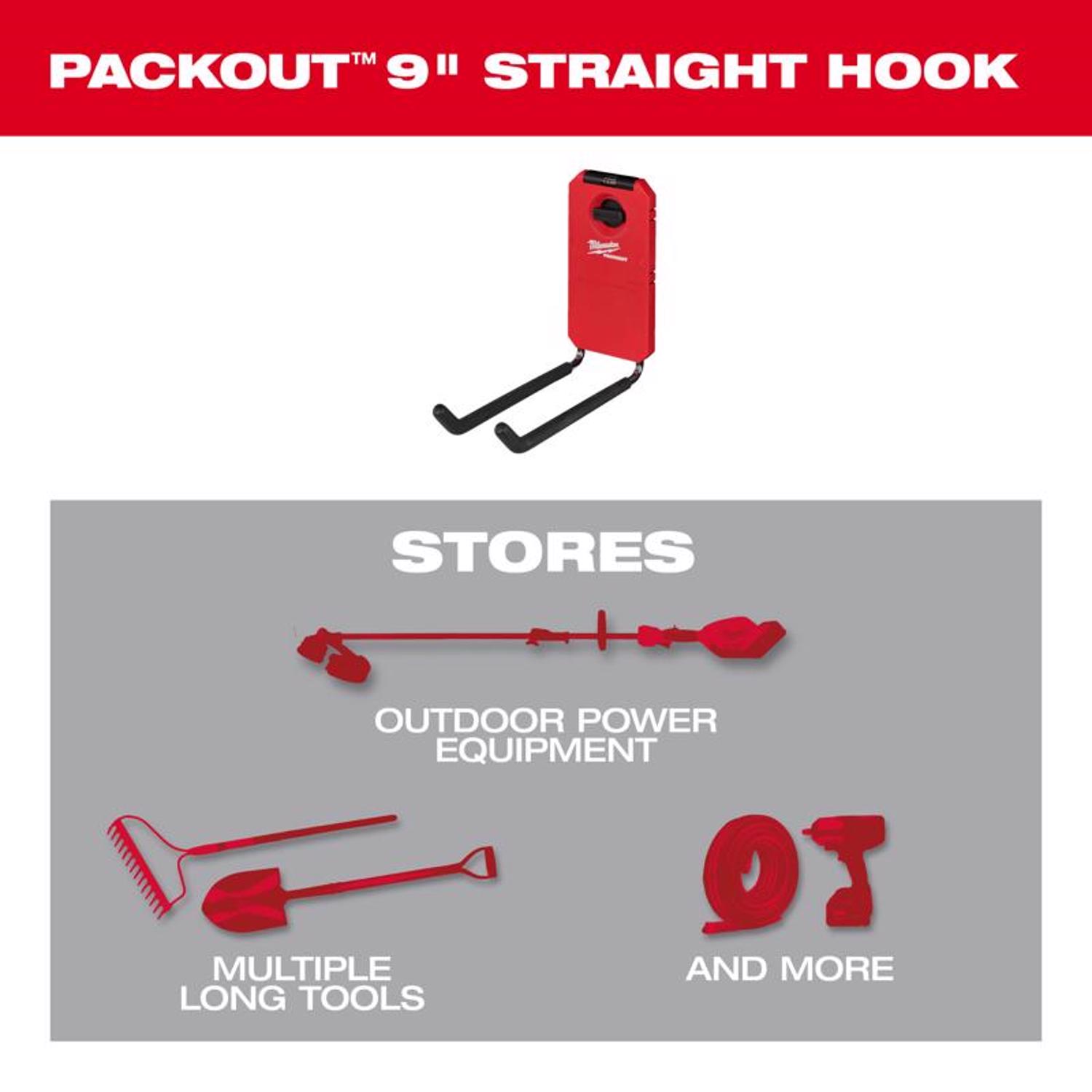 MW Packout Small Black/Red Plastic 9 in. L Straight Hook 25 lb 1 pk