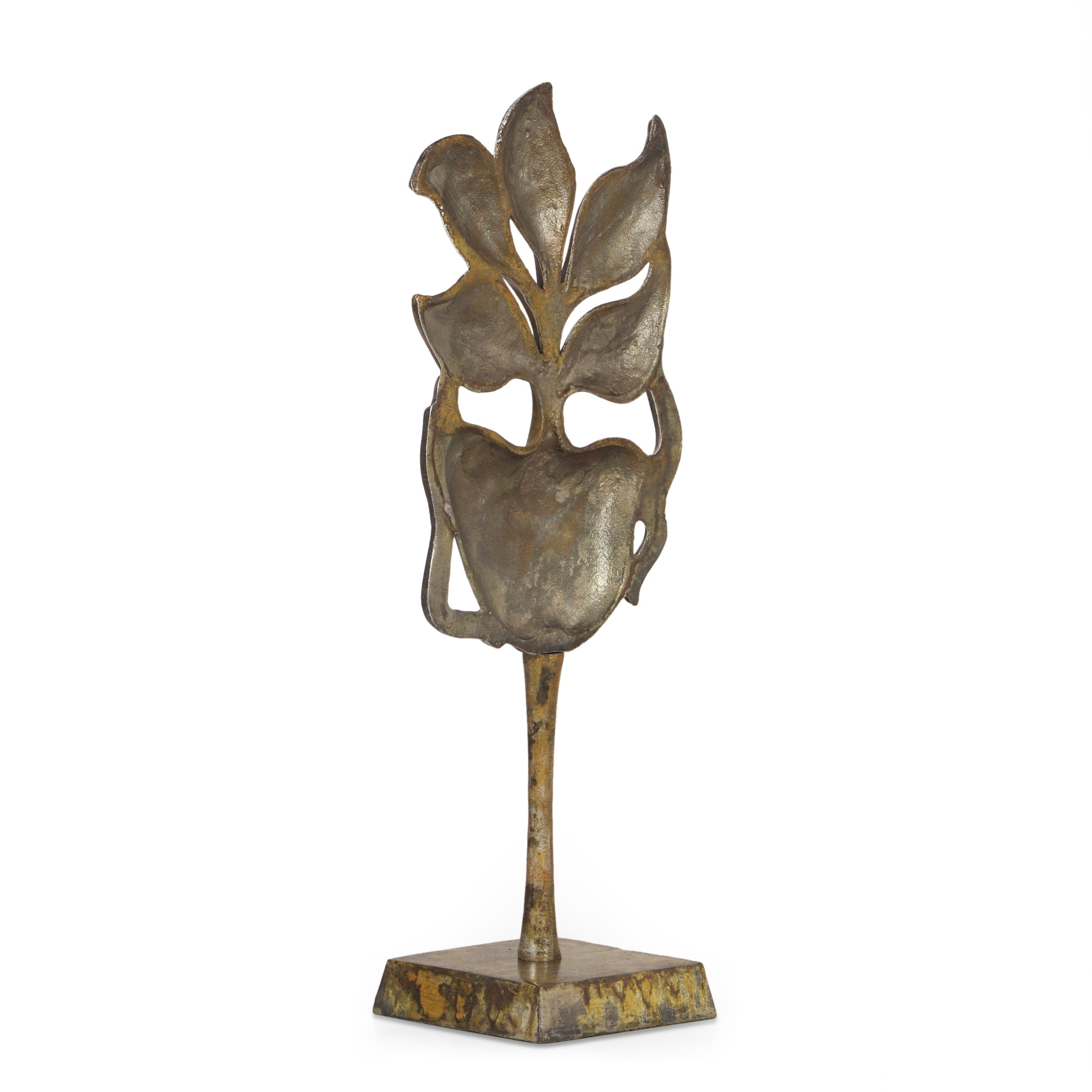 Caine Handcrafted Aluminum Decorative Face Accessory with Stand, Brass