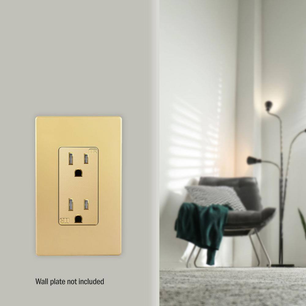 ENERLITES 15 Amp Decorator Duplex Outlet Receptacle Tamper Resistant Gold (20-Pack) 61501-TR-GD-20P