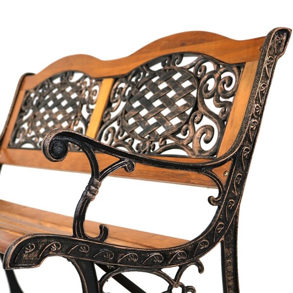 Wooden frame outdoor garden bench - Overstock - 37500197