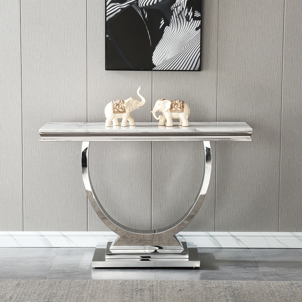 Modern Rectangular Marble Console Table