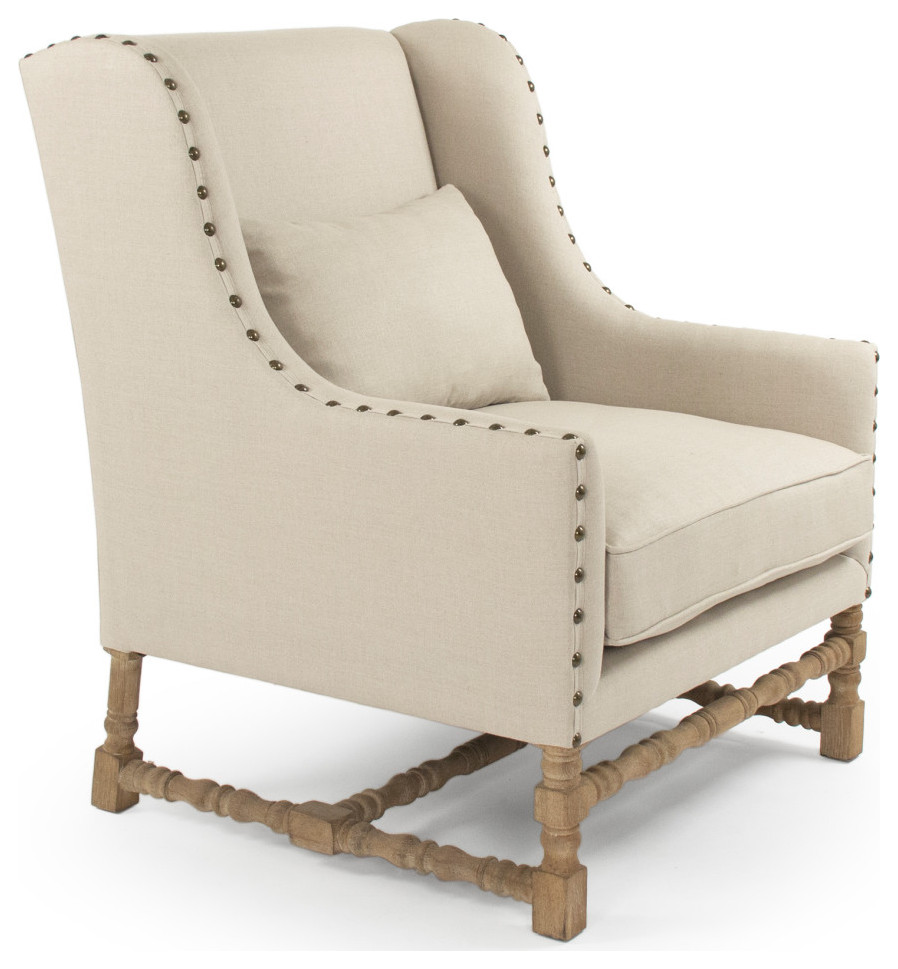 Francois Club Chair  Natural Linen   French Country   Armchairs And Accent Chairs   by Zentique  Inc.  Houzz